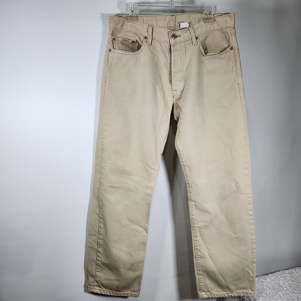 Vintage Levi's 501 Jeans Straight Leg Button Fly Tan Jeans 34X30